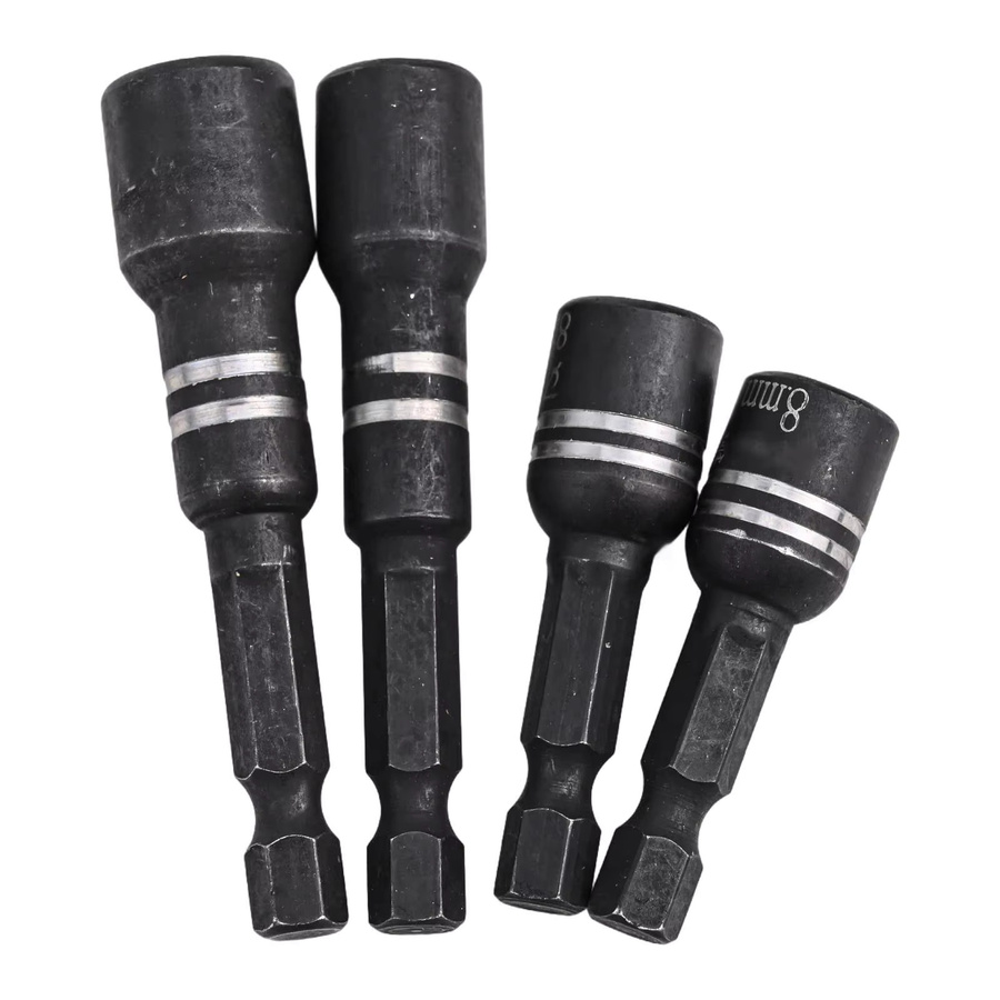 4er-Set Magnetische Stahl-Buchsenmutter-Bits mit Sechskantgriff in Schwarz für Elektrowerkzeuge - Bild 5