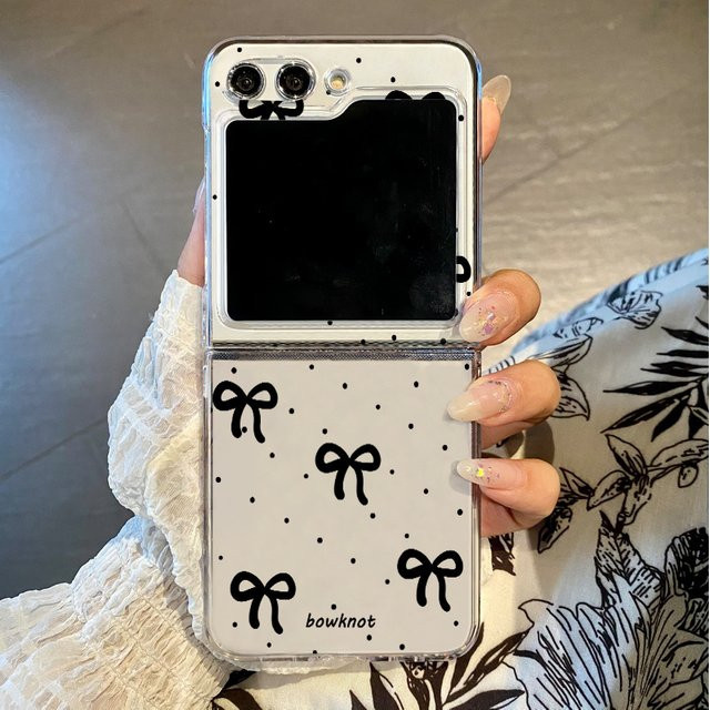 Transparente Folding Clear Case mit Schleifenmuster für Samsung Galaxy Z Flip 6 5G und Z Flip 5, harte PC-Schutzhülle in Transparent - Bild 1