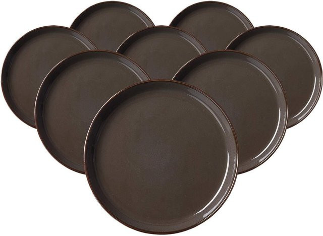 Ritzenhoff & Breker Dessert-Teller Visby aus Keramik, Braun, 8er Set, Durchmesser: 20,5 cm - Bild 1