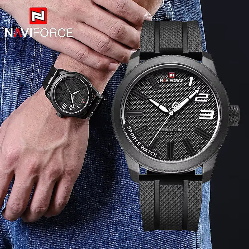 NAVIFORCE Armbanduhr, Quarz, Silikon, Schwarz, Herren - Bild 2