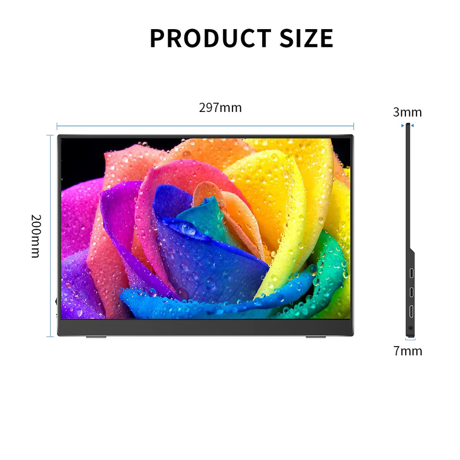 Unew Premium tragbarer Monitor 13,3 Zoll in Schwarz mit 2,5K QHD Auflösung, 16:10 Format, USB-C und HDMI für Xbox und Switch - Bild 2