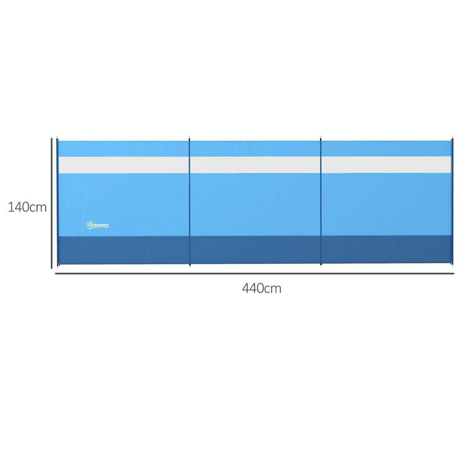 Outsunny Windschutz faltbar mit Sichtfenster in Blau, B/H/L: 440 x 140 x 1 cm - Bild 2