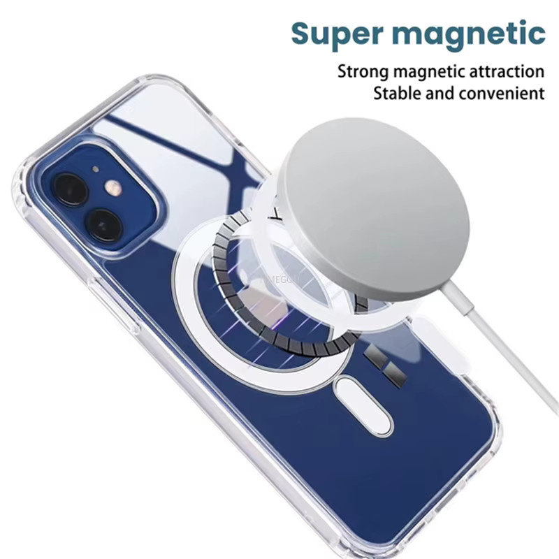 Ultraklare magnetische Kreis-Telefonhülle für MagSafe kompatibel mit iPhone 15 14 13 12 11 Pro Max Mini XS XR 8 Plus SE 2020 in Transparent - Bild 4