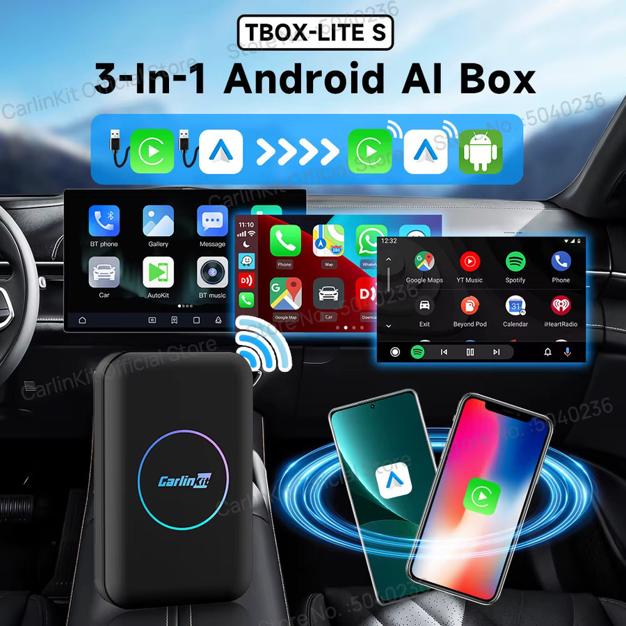 CarlinKit LITE S Android TV Box mit Wireless CarPlay und Android Auto, Schwarz, 5G WIFI und GPS - Bild 2
