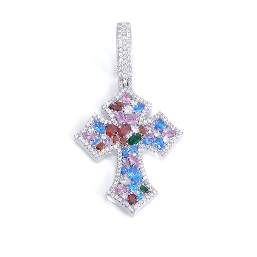 ESKEEM Halskette mit Kreuz-Anhänger, bunter Zirkonia, Herren - Bild 4