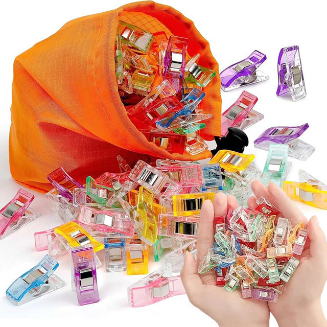 XJM Mini-Saumklammern aus Kunststoff, 24 Stück, Multicolour, Multifunktionales Näh- und Positionierungswerkzeug für DIY und Büro - Bild 1