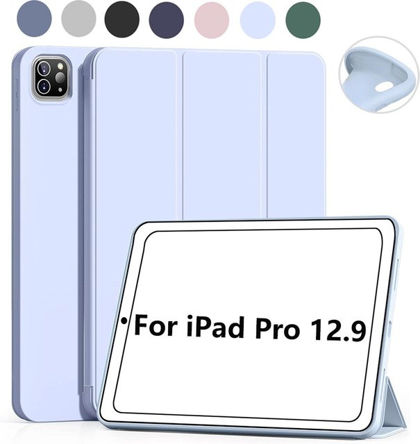 Schutzhülle für Apple iPad Pro 12.9 Zoll (6./5./4. Generation, 2022/2021/2020) aus weichem TPU mit Standfunktion und Auto-Schlaf/Aufwach-Funktion in Schwarz oder Blau - Bild 1