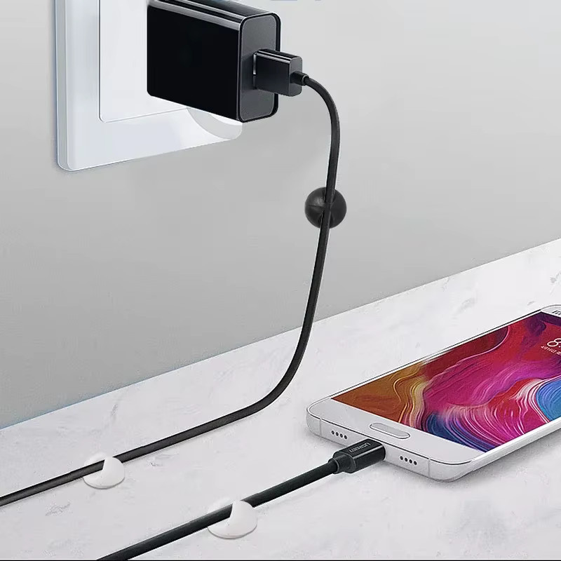 VIKEFON Kabel Clip Wickler Organizer Set, 20 Stück Runde Kabelhalter für Schreibtisch und Home Office, Klebehalter für Ladegeräte und Kabel - Bild 1