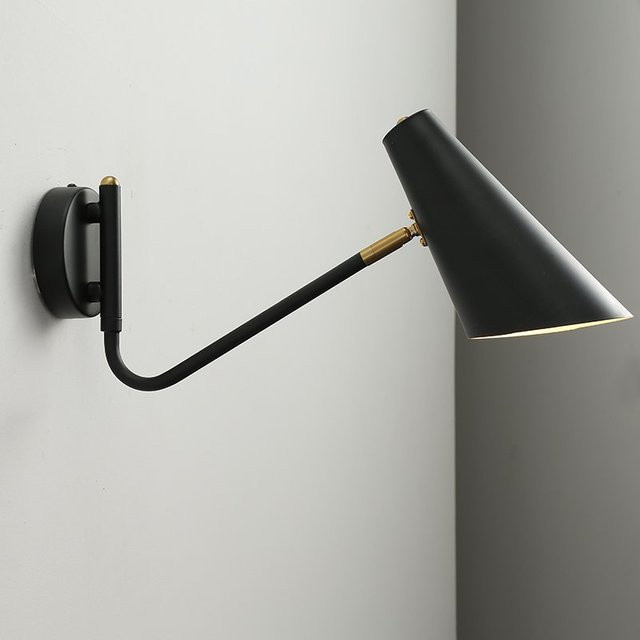 Moderne LED-Wandleuchte Lava Ball in Schwarz mit verstellbarem Schwenkarm aus Metall - Bild 1