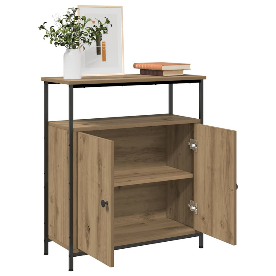 vidaXL Sideboard Artisan-Eiche in Braun aus Holzwerkstoff und Stahl, B/T/H: 70 x 30 x 80 cm - Bild 4