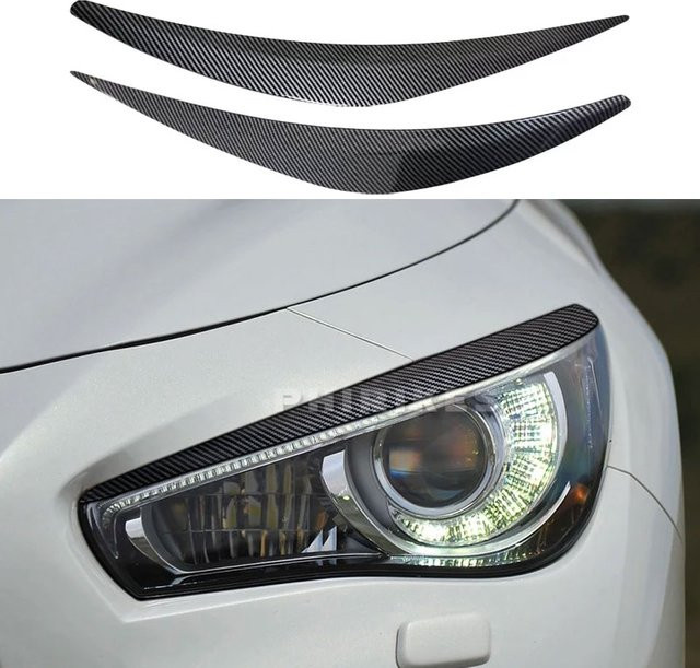 Scheinwerfer Augenlid Augenbraue Aufkleber Streifen Trim Abdeckung für Infiniti Q50 in Schwarz von Phirikes - Bild 1