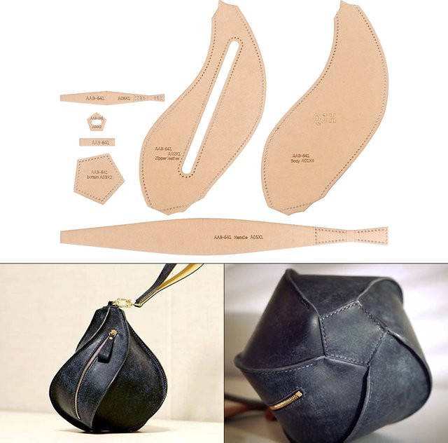 QJH DIY Zeichenvorlagen aus Kraftpapier in Braun und Beige für handgefertigte Leder-Laternentaschen und Blütenblatt-Blumentaschen, 1 Set - Bild 1