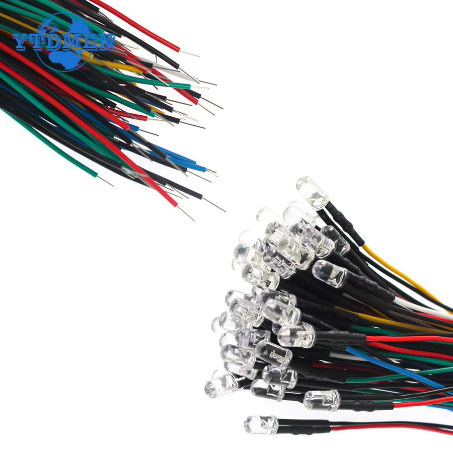 YTDMEN LED Diode Set 50 Stück vorverdrahtet 12V 5mm mit 20cm Kabel in 5 Farben Weiß Rot Grün Blau Gelb - Bild 4