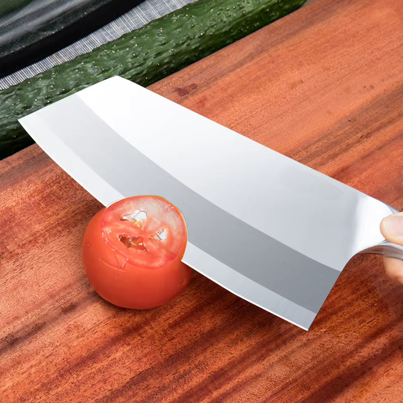 InLeung Fleischhackmesser aus Edelstahl mit Damaskus-Muster und Holzgriff in Silber - Bild 5
