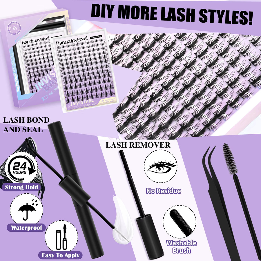 ORREUI Fairy Lash Cluster-Set, 120 Stück, 8-16mm, Wispy Manga Wimpern - Bild 2
