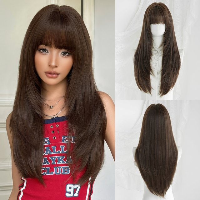 7JHH WIGS Perücke für Damen, Mokkabraun, Synthetisch - Bild 1