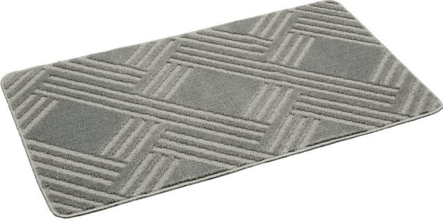 POCOline Badematte Grau, rechteckig, schnelltrocknend und rutschfest, Polyester, B/T: 120 x 70 cm - Bild 1