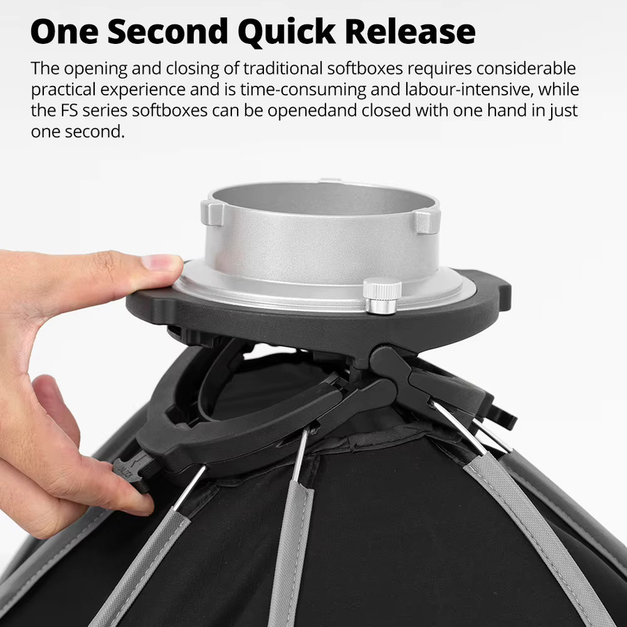 Ambitful FS Series Octagon Softbox mit Bowens Mount für Godox Aputure und Sokani Studio LED-Videoleuchten, Schwarz - Bild 2