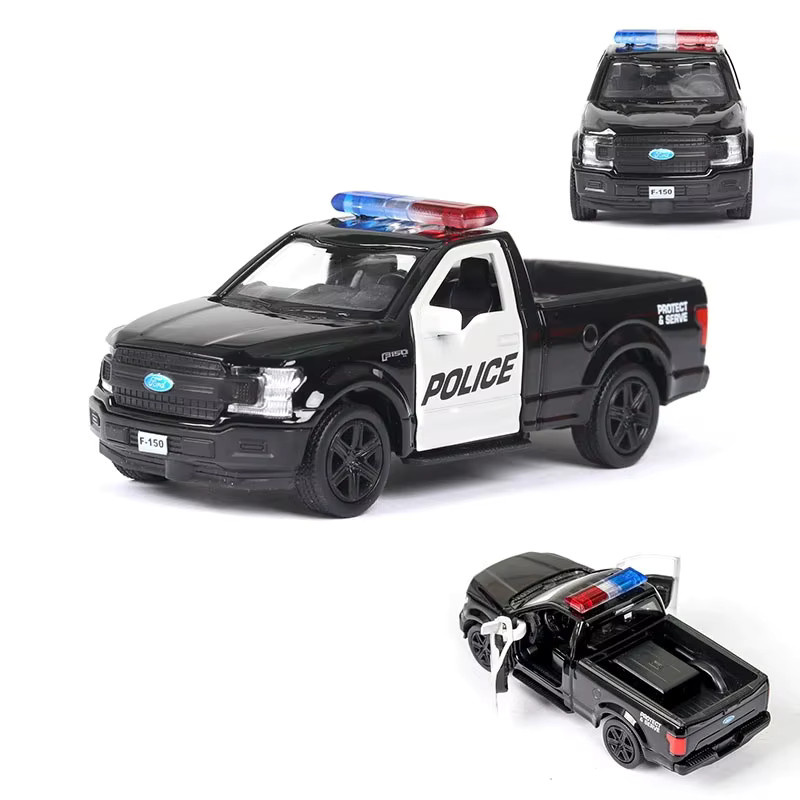 MAKEDA Automodell Sportwagen, 1:36, Metall, Polizei, Schwarz - Bild 3