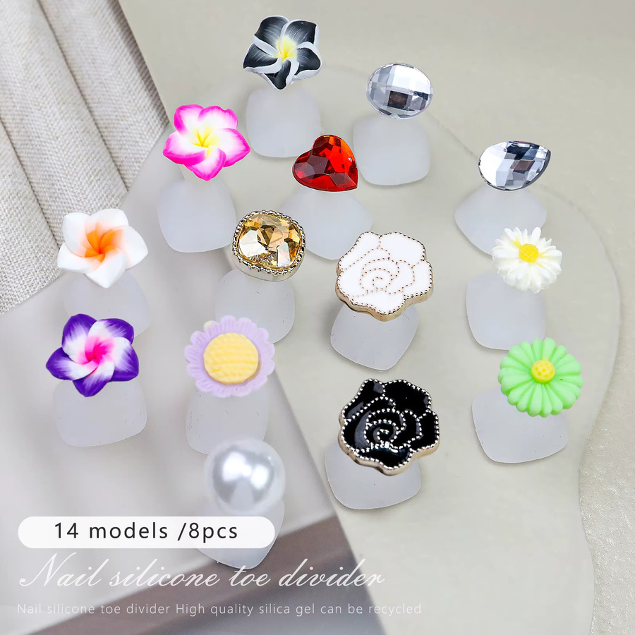 Misscheering Toe Separator White Flower, 8 Stück, Unisex - Bild 1