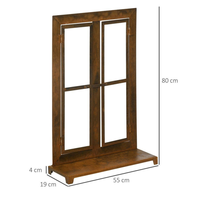 Outsunny Eisenfenster in Rustikal-Braun aus Metall mit Sprossen und Riegel, B: 55 cm, H: 80 cm - Bild 6