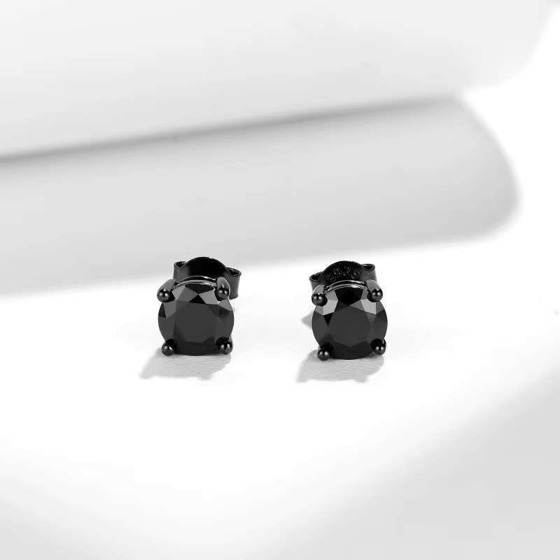M-JAJA Ohrstecker, Schwarzer Moissanit, 925 Sterlingsilber, Unisex - Bild 3