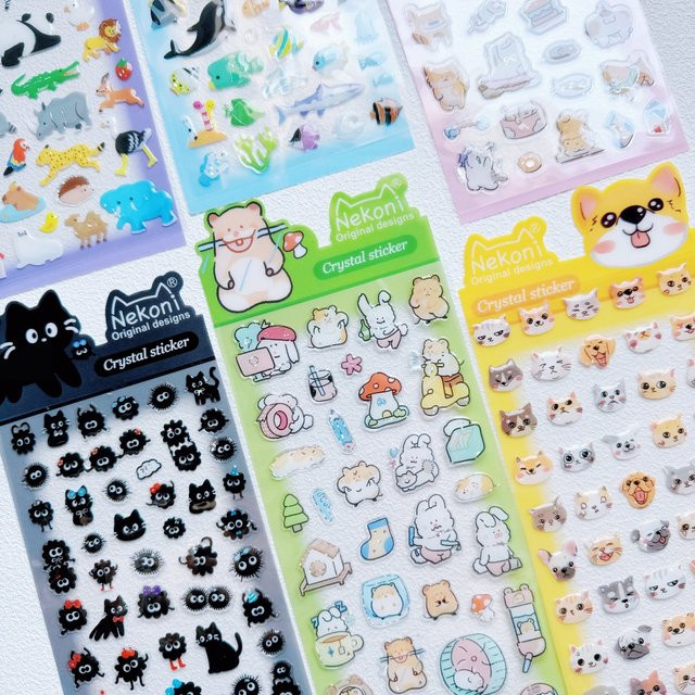 NEKONI Kreative Tier-Cartoon Kristall Aufkleber für Scrapbooking und DIY Journaling in Mehrfarbig - Bild 1