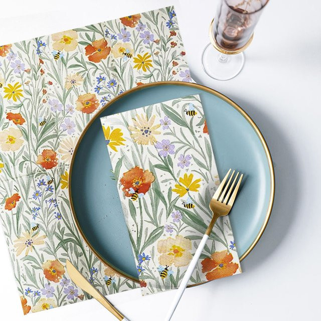 20 Stück Mohnblumen-Gästeservietten aus Papier, 3-lagig, Mehrfarbig - Bild 1