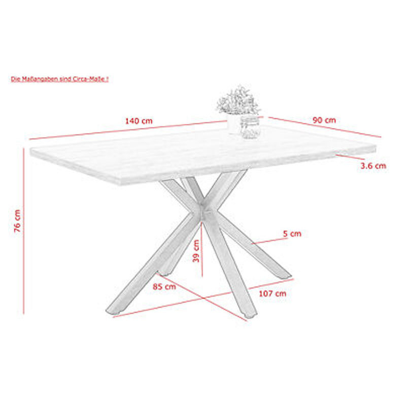 Esstisch Hela CLEO in Eiche Old Wood Nachbildung mit schwarz pulverbeschichtetem Gestell, B/H/T: 140 x 76 x 90 cm - Bild 3