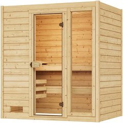 WEKA Massivholzsauna Valida 2 für 6 Personen in Braun mit 5,4 kW Ofen und integrierter Steuerung - Bild 1