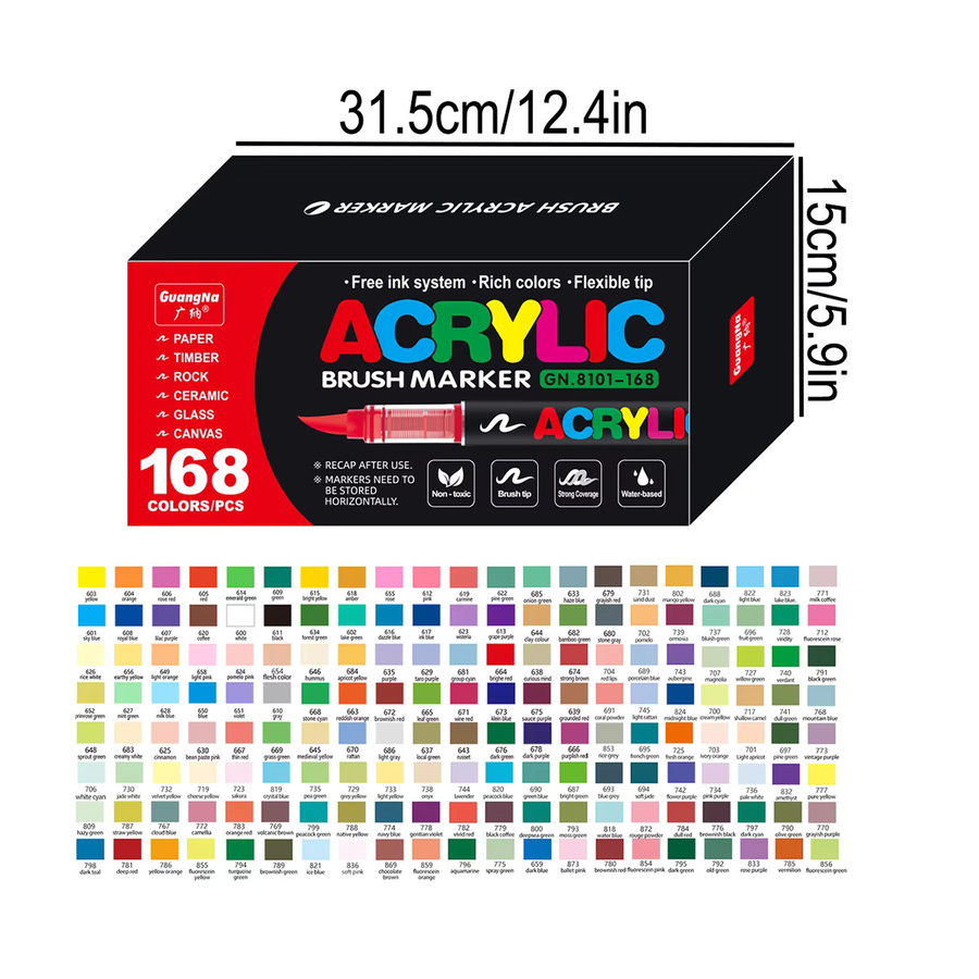 Künstler-Marker-Set mit flüssigem Acryl und Brush-Spitze in Multicolour für Schule, Büro und Kunstwerke - Bild 2