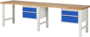 Rau Werkbank 7123A1 mit 4 Schubladen in Braun, B/T/H: 300 x 70 x 84 cm - Bild 1