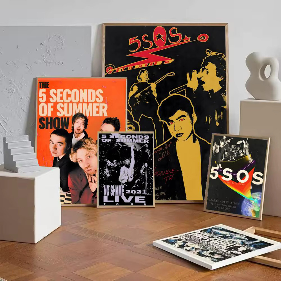 S-Sommer S-SOS Poster Set aus Papier, 5er-Pack, Schwarz, Wanddeko für Wohnzimmer und Café - Bild 2
