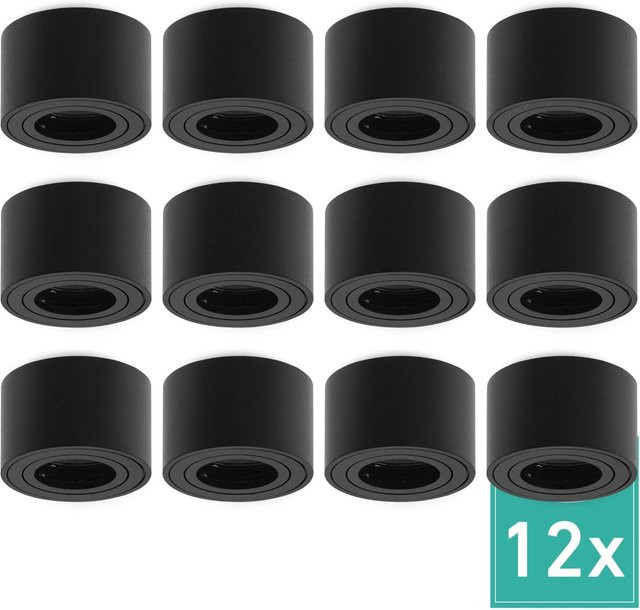 Oktaplex 12er Set Aufbauleuchten aus Aluminium in Schwarz für LED-Module, verstellbare Aufbaustrahler im minimalistischen Zylinder-Design - Bild 1