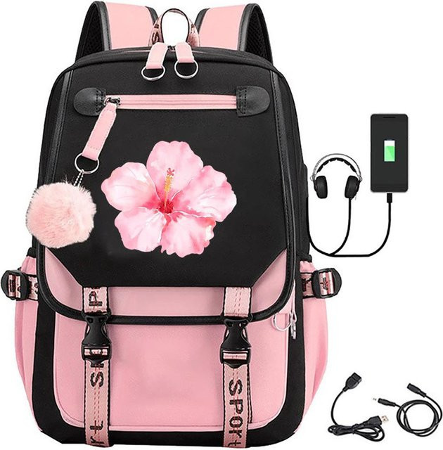 3-teiliges Schulrucksack-Set in Pink aus Oxford-Stoff mit großem Fassungsvermögen, Schultasche und Federmäppchen - Bild 1