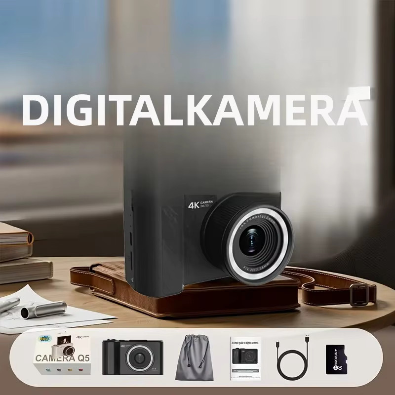W&O 4K Digitalkamera mit Ringlicht und 180 Grad Flip-Screen für Vlogging, Black - Bild 5