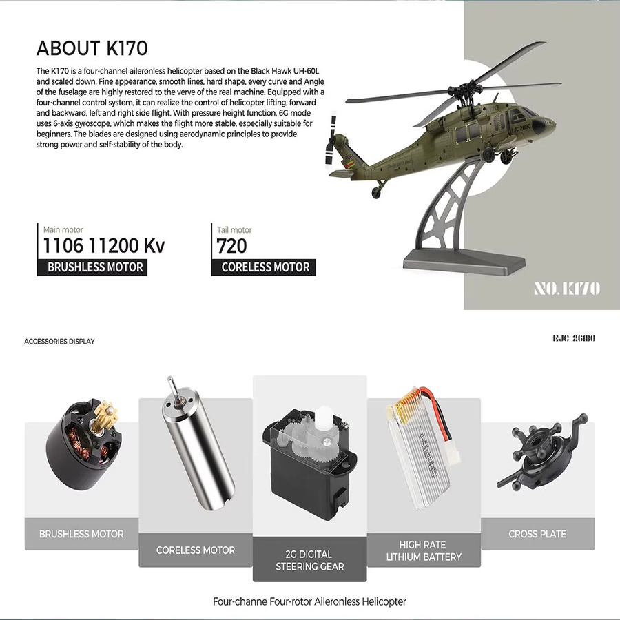 WLtoys K170 RC Hubschrauber, ferngesteuert, ab 14 Jahren - Bild 5