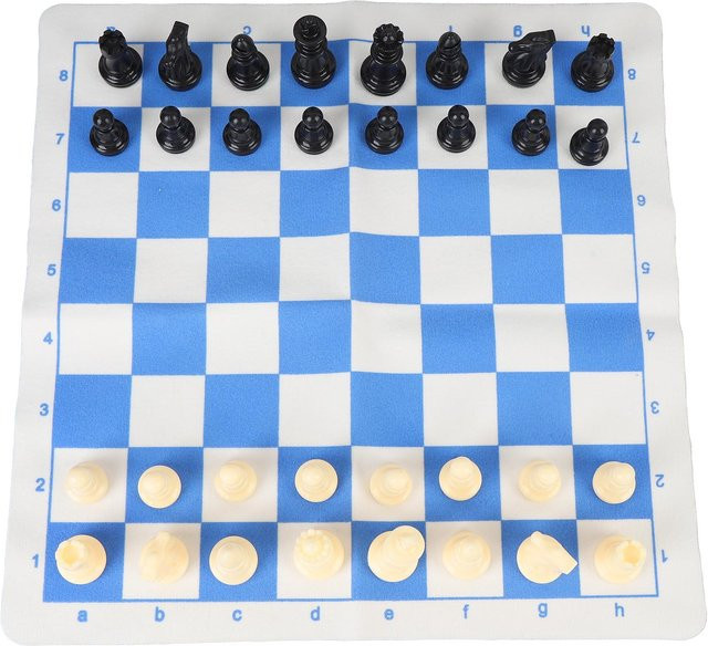 Fishine Schachspiel-Set, Strategiespiel, Blau Weiß, PU-Leder, Kunststoff - Bild 1
