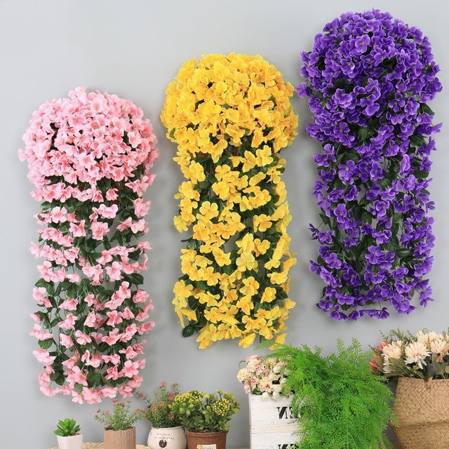 TTCY Künstliche Begonien-Pflanzen als violettes Blumen-Bouquet, hängende lange Ranke zur Wanddekoration für Garten, Haus und Hochzeit - Bild 1