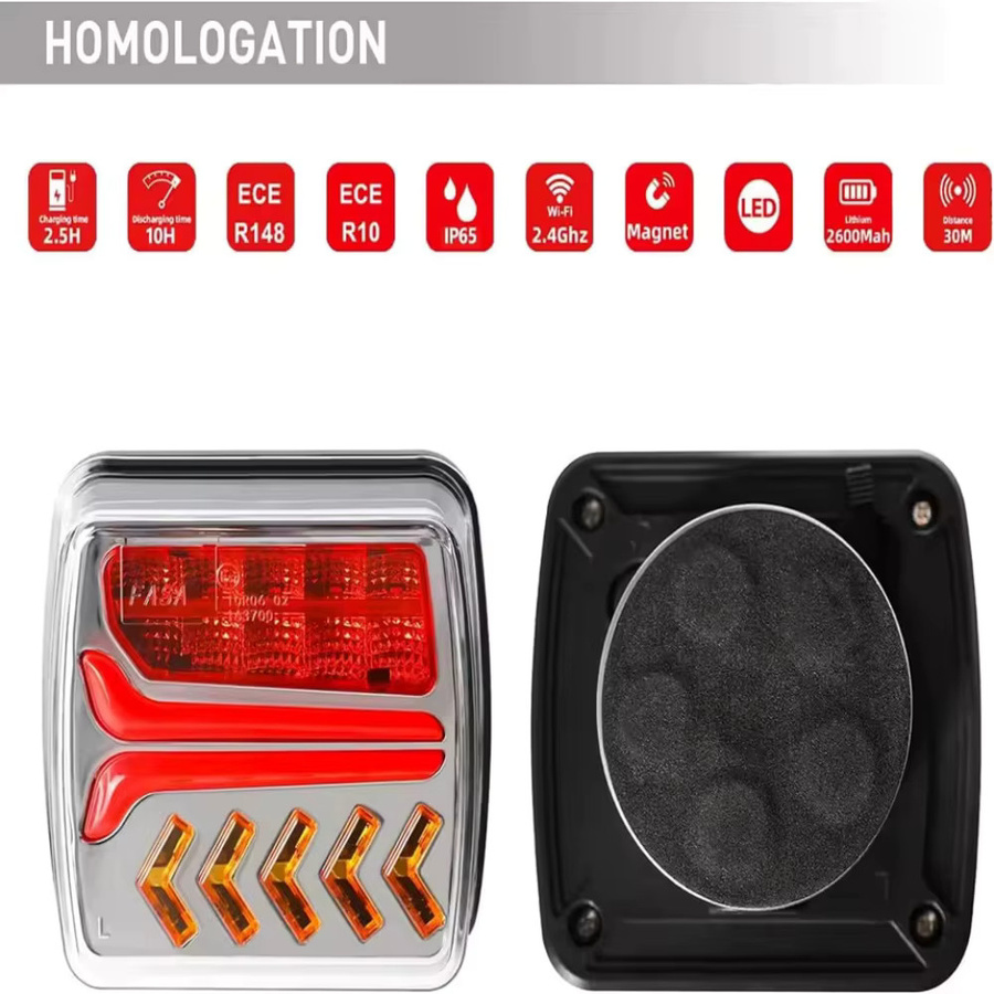 Betuyoo Kabellose Magnetische LED-Anhängerbeleuchtung mit Rücklicht, Bremslicht, Blinker und Kennzeichenbeleuchtung, IP65 Wasserdicht für Wohnwagen, RV, Camper, LKW und Boot - Bild 6