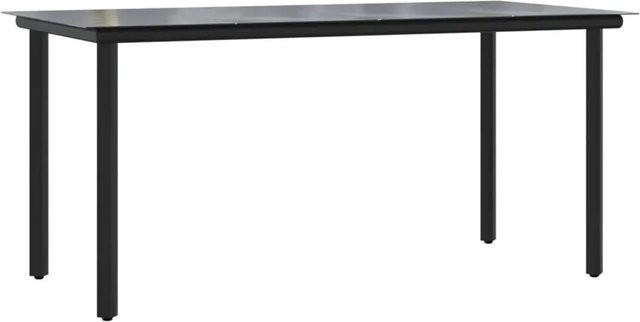 vidaXL Garten-Esstisch aus Stahl und Hartglas in Schwarz, B/T/H: 160 x 80 x 74 cm - Bild 1