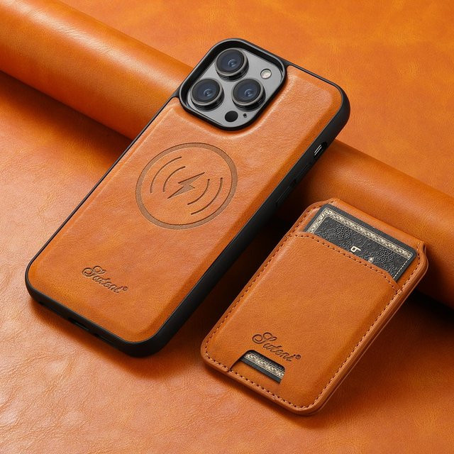 SUTENI Magnetische Ledergeldbörse Handyhülle mit Kartensteckplatz für iPhone 16 15 14 13 12 Pro Max Plus - Bild 1
