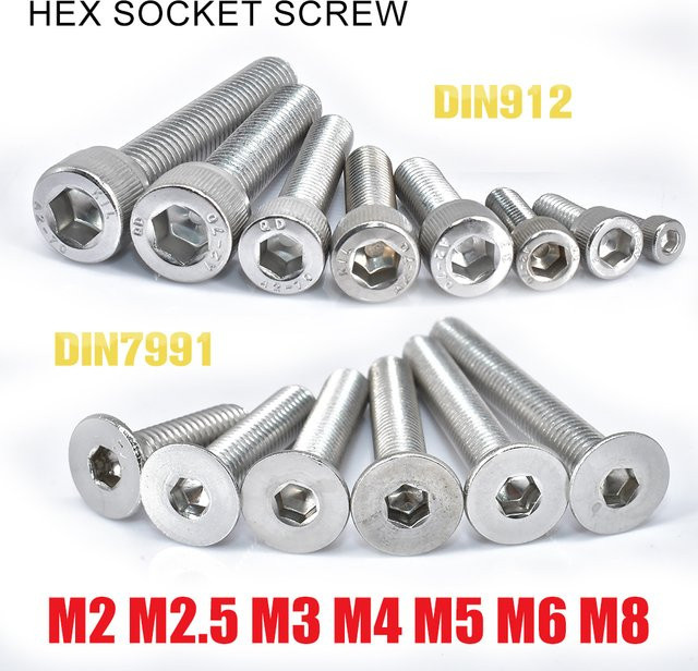 EN XIXIAN Innensechskantschraube DIN912 aus Edelstahl A2-70, Senkkopf, Silber - Bild 1