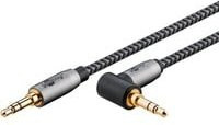 goobay AUX Stereo Verbindungskabel 3,5mm Klinke mit 90 Grad Winkel in Schwarz, Gold und Silber - Bild 1