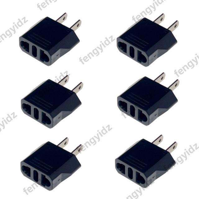 Fengyidz Reiseadapter Typ A von Europa auf US-Stecker, Steckerkonverter für USA, Kanada und Mexiko, Schwarz - Bild 1