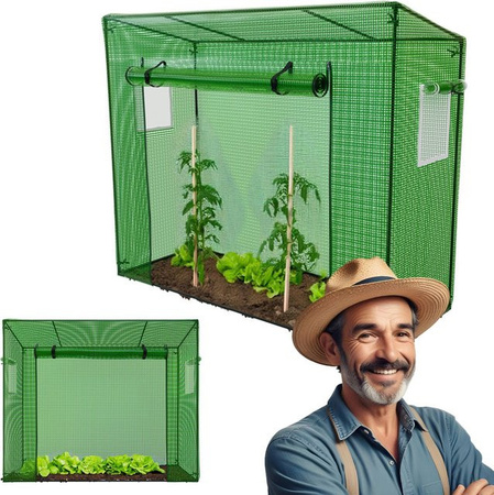 GARMIO Foliengewächshaus CUTRO winterfestes Tomatenzelt als Frühbeet und Pflanzenhaus für Gemüse und Obst, B/T/H: 2 x 0,77 x 1,69 m
