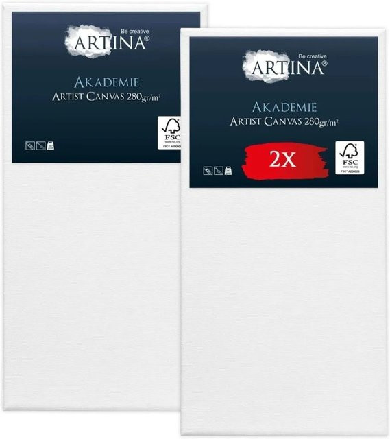 Artina Keilrahmen Leinwand Akademie Set, Farbe: Weiß, B/H: 50 x 100 cm, 2er Pack - Bild 1