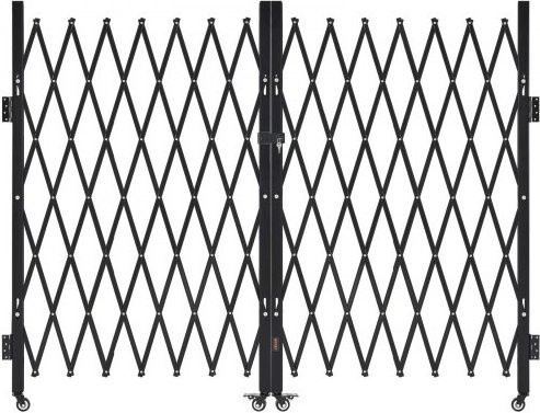 VEVOR Sicherheitstor aus Stahl, abschließbares doppelt klappbares Scherentor mit 360° Lenkrollen, Schwarz, B: 370 cm, H: 160,5 cm - Bild 1