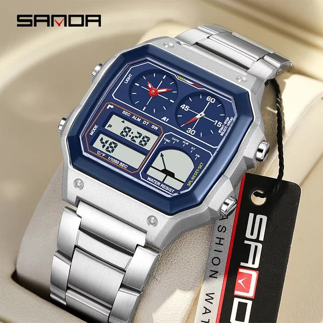 SANDA Armbanduhr Quarz, Edelstahl, Temperatur Messung, Herren - Bild 1
