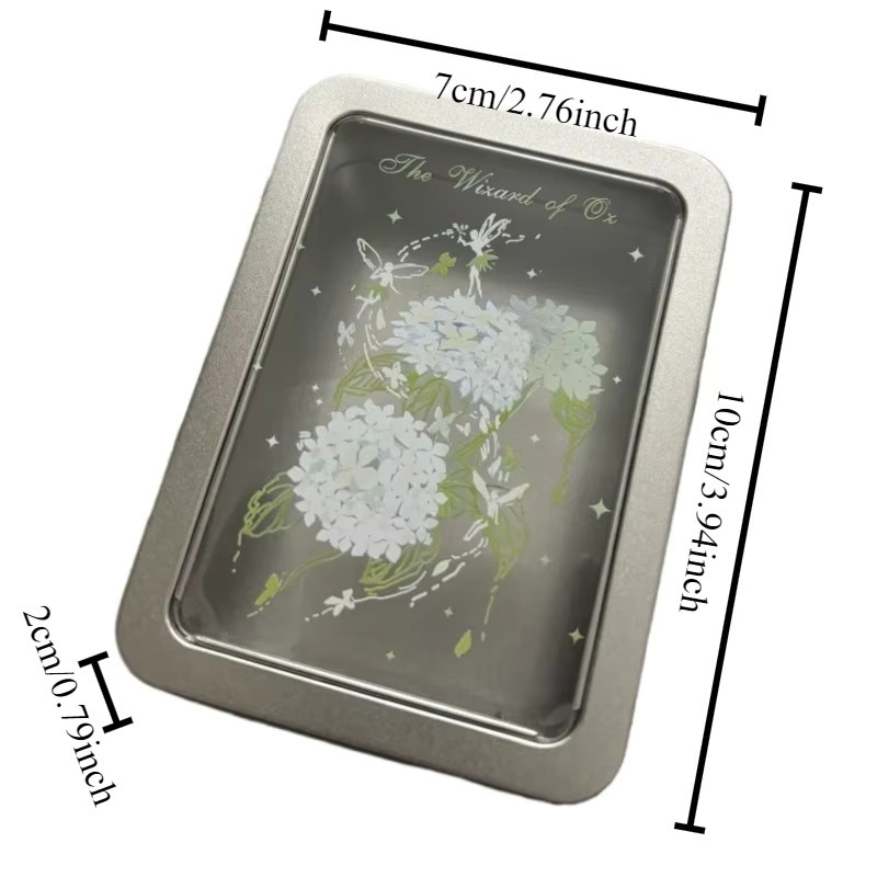 Aufbewahrungsbox aus Blech mit Pflanzenmuster und Fenster in Silber als Desktop-Organizer für Schmuck und Bastelbedarf - Bild 2